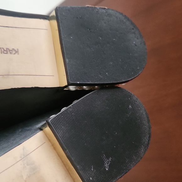 Karl Lagerfeld Pearl and Black Leather Loafers Size 9.5 - Picture 12 of 14